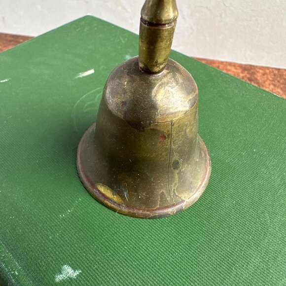 Small Vintage Brass Bell With Bamboo Texture Handle 3.5" X 1.75" Home Decor - Picture 4 of 8